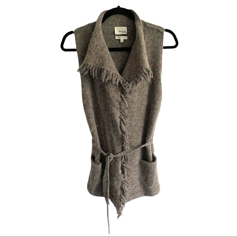 ARITZIA Boho Alpaca Wool Sleeveless Sweater Vest Fringe Cardigan Brown XXS